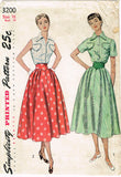 1950s Original Vintage Simplicity Sewing Pattern 3200 Misses Skirt & Blouse 34 B