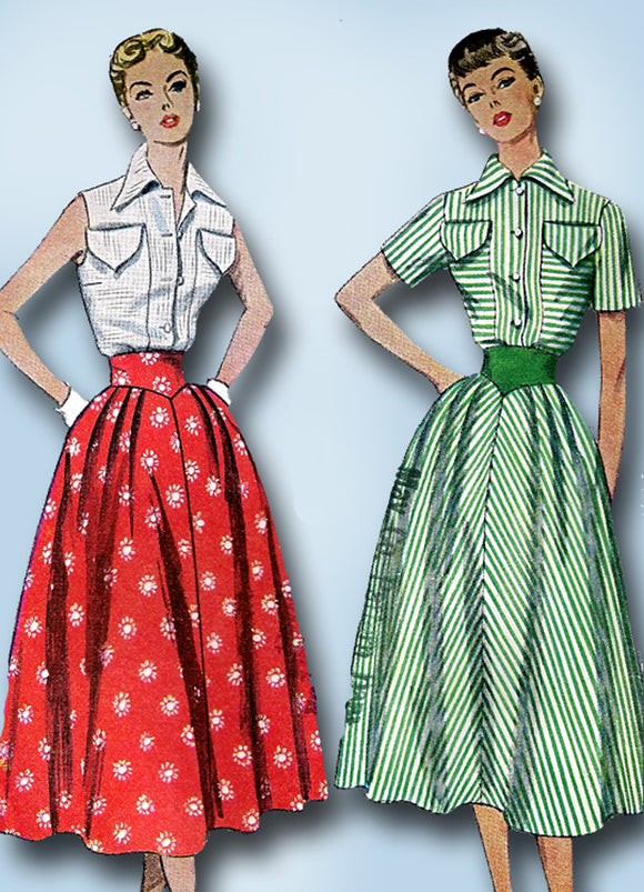 1950s Original Vintage Simplicity Sewing Pattern 3200 Misses Skirt & Blouse 34 B