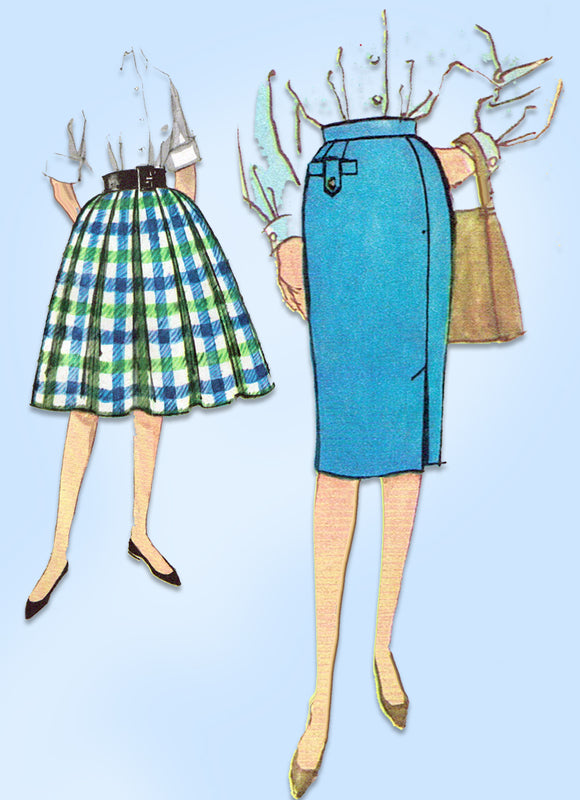 1960s Original Vintage Simplicity Pattern 3202 Sub Teen Girls Skirt Set Sz 24 W