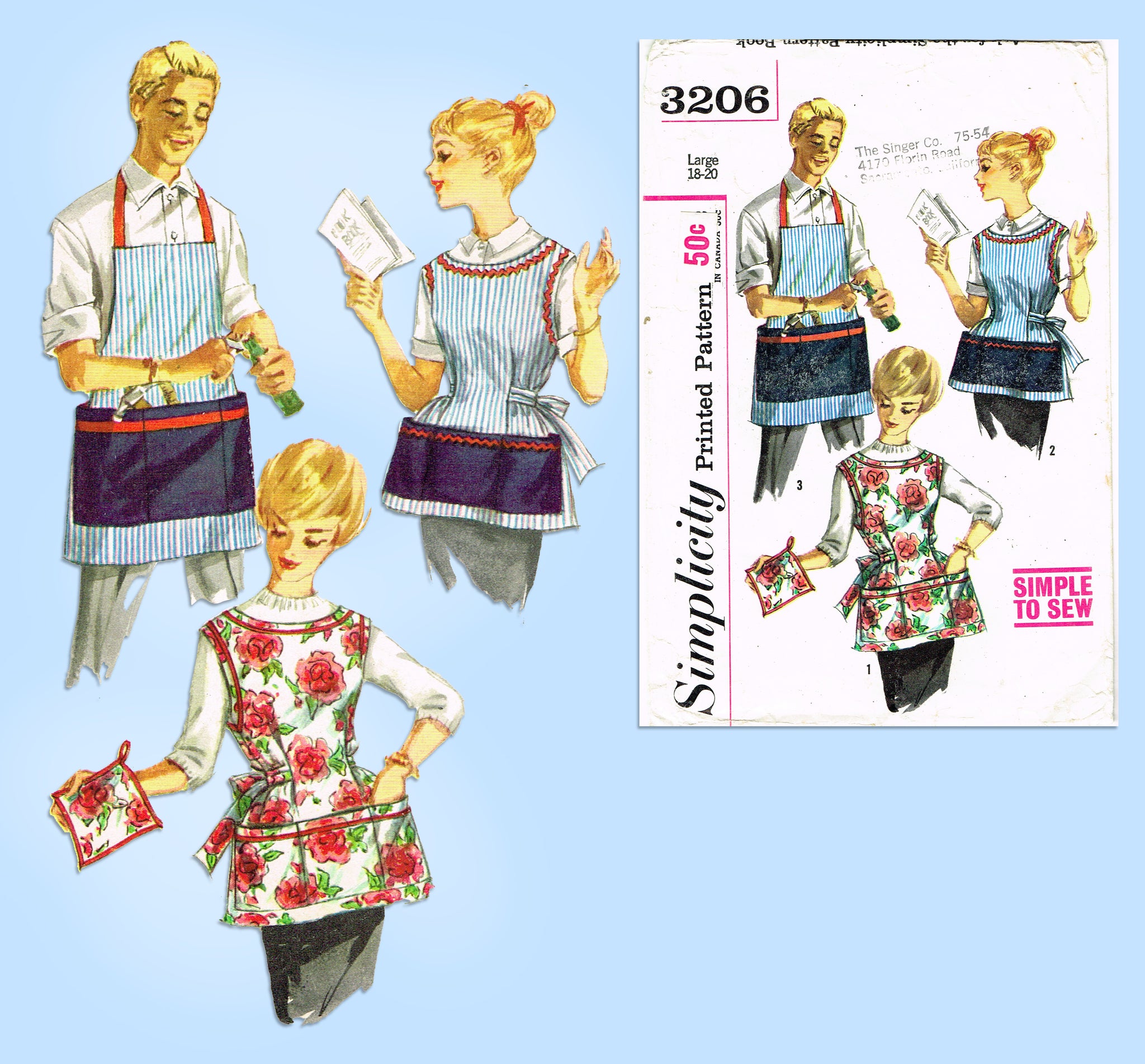 1960s Vintage Simplicity Sewing Pattern 3206 Uncut His & Hers