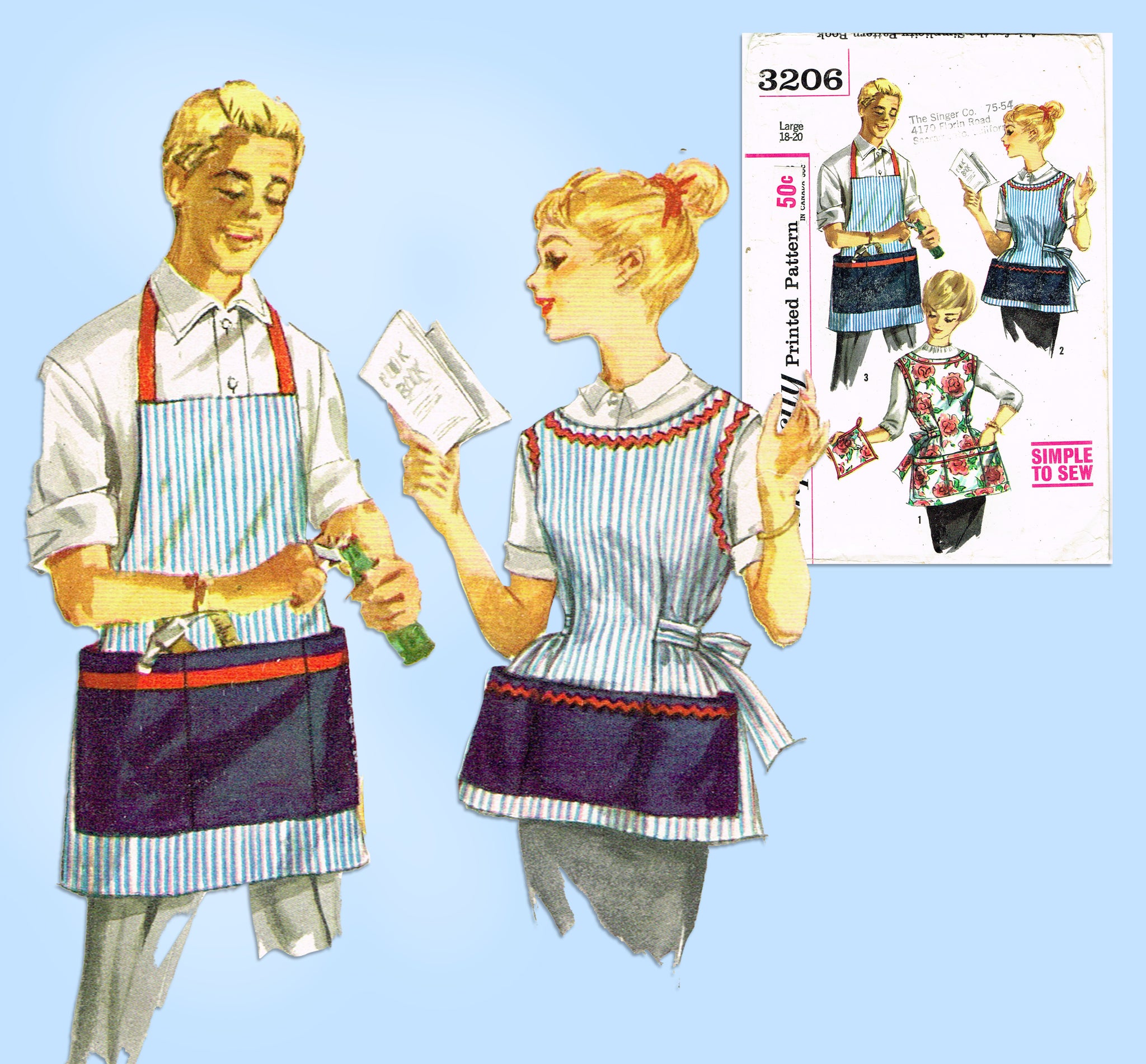 1960s Vintage Simplicity Sewing Pattern 3206 Uncut His & Hers