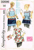 1960s Vintage Simplicity Sewing Pattern 3206 Easy His & Hers Apron Set Size SM
