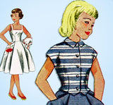 1950s Vintage Simplicity Sewing Pattern 3215 Uncut Girls Sun Dress & Jacket Sz10 - Vintage4me2