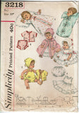 1960s Vintage Simplicity Sewing Pattern 3218 Uncut 20in Baby Doll Clothes Set