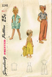 1950s Vintage Simplicity Sewing Pattern 3248 Toddler Girls Clamdigger Pants Sz 5