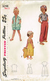 1950s Vintage Simplicity Sewing Pattern 3248 Tiny Toddlers Clamdigger Pants Sz 2