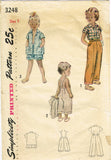 1950s Vintage Simplicity Sewing Pattern 3248 Toddlers Summer Playclothes -- Size 3