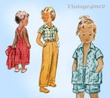 1950s Vintage Simplicity Sewing Pattern 3248 Toddlers Summer Playclothes