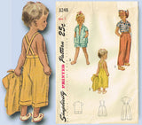 1950s Vintage Simplicity Sewing Pattern 3248 Toddler Girls Clamdigger Pants Sz 5