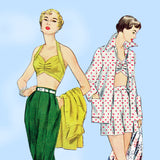1950s Vintage Simplicity Sewing Pattern 3250 Misses Bra Top and Capri Pants 30B