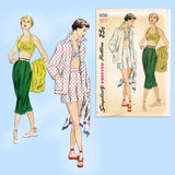 1950s Vintage Simplicity Sewing Pattern 3250 Misses Bra Top and Capri Pants 30B