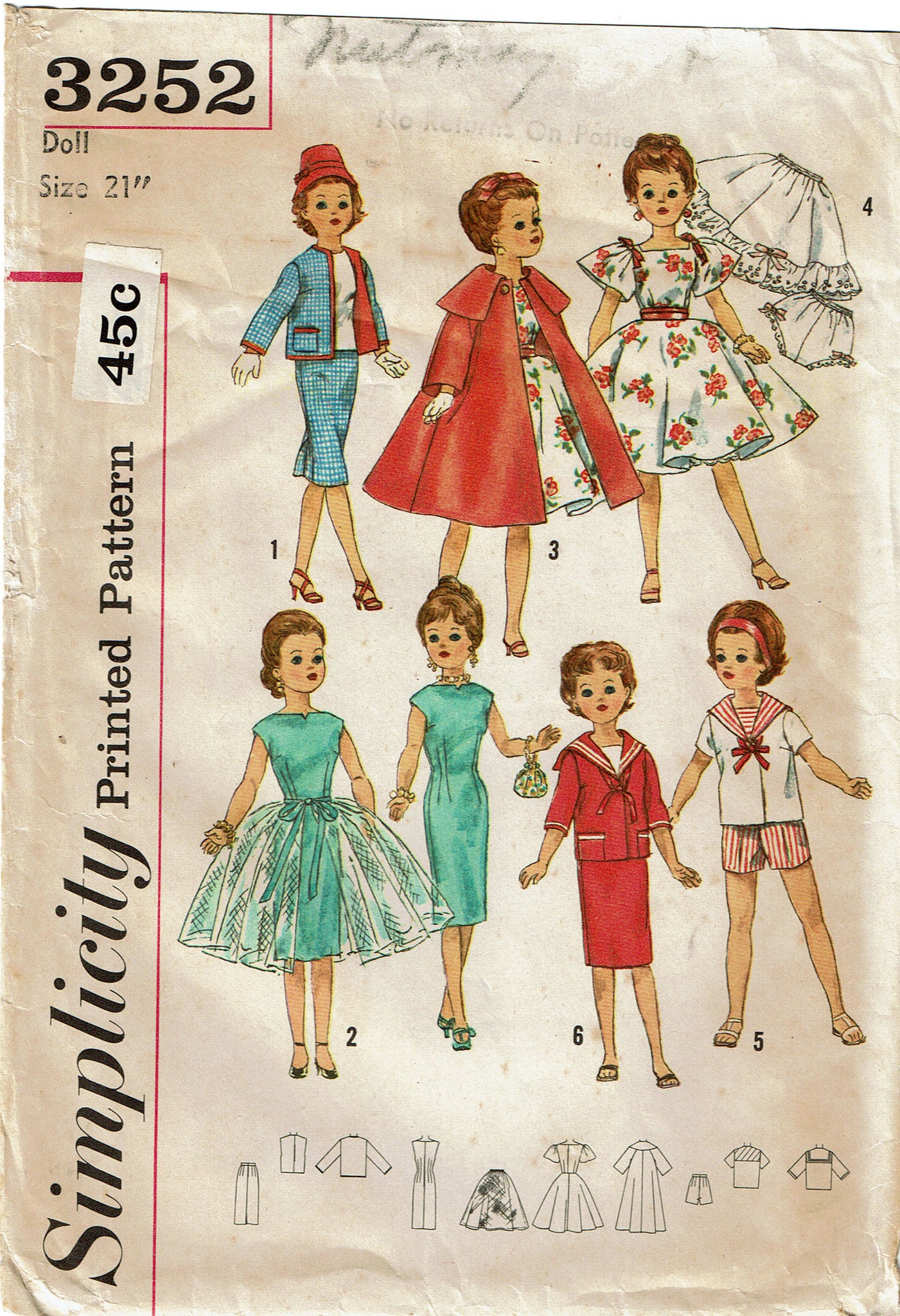 E759 PDF Copy of My Vintage Simplicity Pattern 7210 for 11-1/2 Fashion  Dolls -  Australia