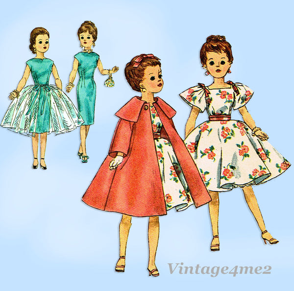 Simplicity 3252: 1950s Cute 21in Miss Revlon Doll Clothes Set Vintage Sewing Pattern