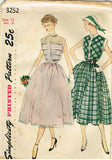 1950s Vintage Simplicity Sewing Pattern 3252 Uncut Misses Tucked Dress Size 30 B