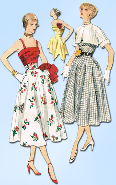 1950s Vintage Simplicity Sewing Pattern 3265 Uncut Misses Sun Dress & Bolero 30B