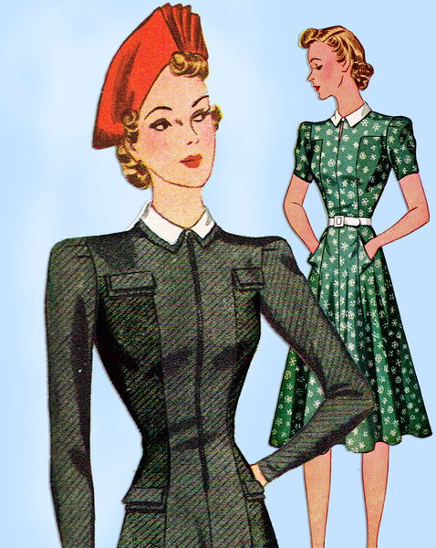 1940s Vintage Simplicity Sewing Pattern 3280 WWII Misses Princess Dress Sz 34 B