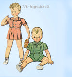 1940s Vintage Simplicity Sewing Pattern 3291 WWII Toddler Boys Romper Size 2