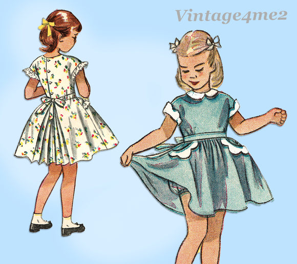 1950s Original Vintage Simplicity Pattern 3295 Cute Toddler Girls Party Dress
