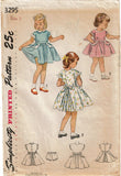 1950s Original Vintage Simplicity Pattern 3295 Cute Toddler Girls Party Dress -- Size 3