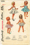 1950s Vintage Simplicity Sewing Pattern 3296 Baby Girls Slip & Undies Set -- Size 4