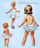 1950s Vintage Simplicity Sewing Pattern 3296 Toddler Girls Slip & Undies Set Size 6