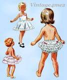 1950s Vintage Simplicity Sewing Pattern 3296 Toddler Girls Slip & Undies Set Size 6
