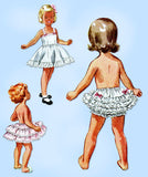 1950s Vintage Simplicity Sewing Pattern 3296 Toddler Girls Slip & Undies Set Size 6