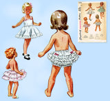 1950s Vintage Simplicity Sewing Pattern 3296 Toddler Girls Slip & Undies Set Size 6