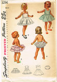 1950s Vintage Simplicity Sewing Pattern 3296 Toddler Girls Slip & Undies Set Size 6