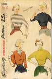 1950s Vintage Simplicity Sewing Pattern 3302 Uncut Misses Kimono Blouse Size 12