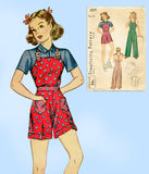 1930s Vintage Simplicity Sewing Pattern 3324 Uncut Girls Fitted Overalls Size 10