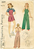 1930s Vintage Simplicity Sewing Pattern 3324 Uncut Girls Fitted Overalls Size 10