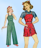 1930s Vintage Simplicity Sewing Pattern 3324 Uncut Girls Fitted Overalls Size 10