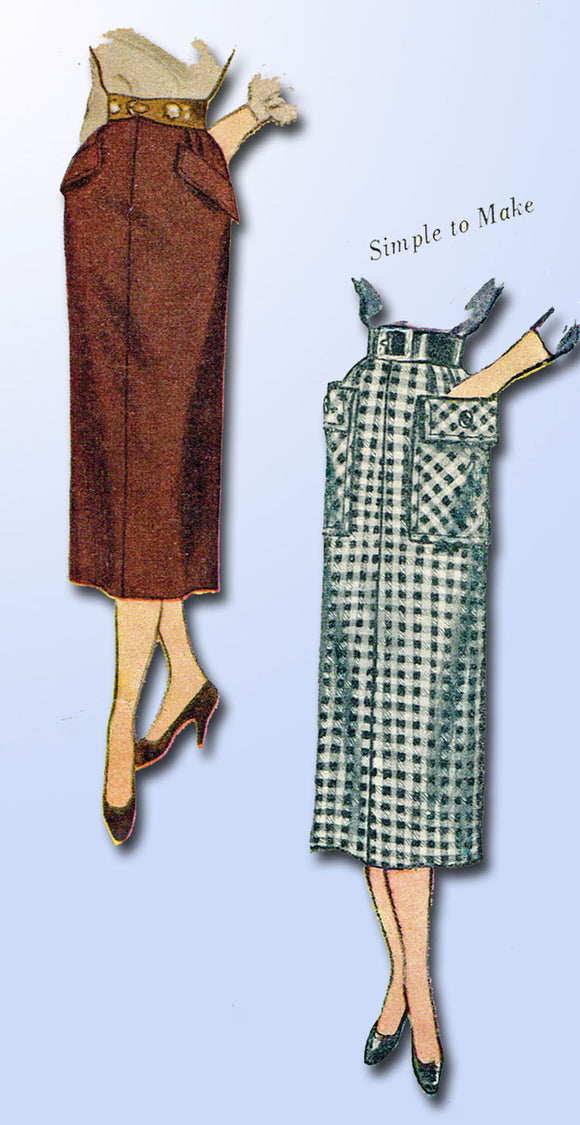 1950s Vintage Simplicity Sewing Pattern 3330 Simple to Make Misses Skirt Sz 26 W - Vintage4me2