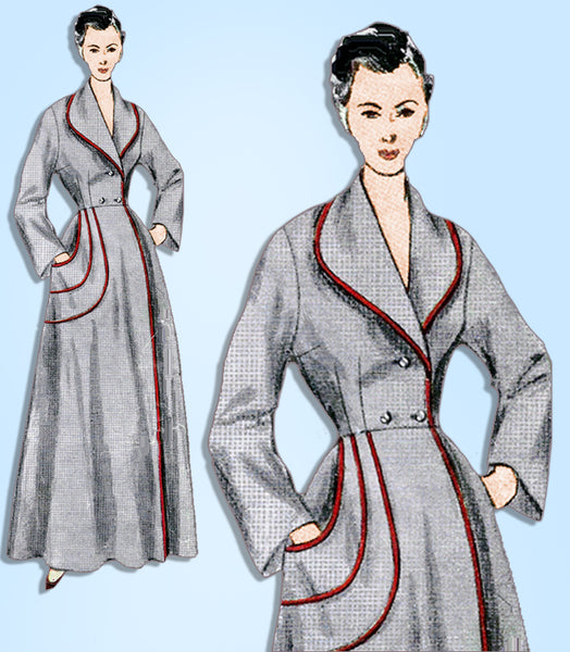 1950s Vintage Simplicity Sewing Pattern 3368 Uncut Plus Size Housecoat 40 Bust