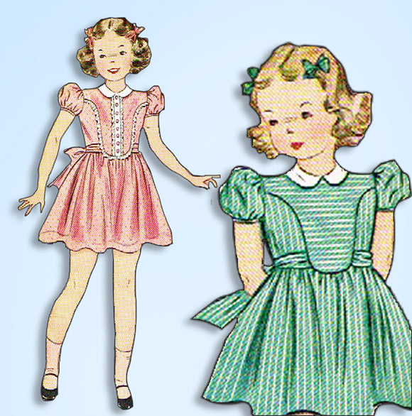 1940s Vintage Simplicity Sewing Pattern 3368 WWII Toddler Girls Party Dress Sz 4