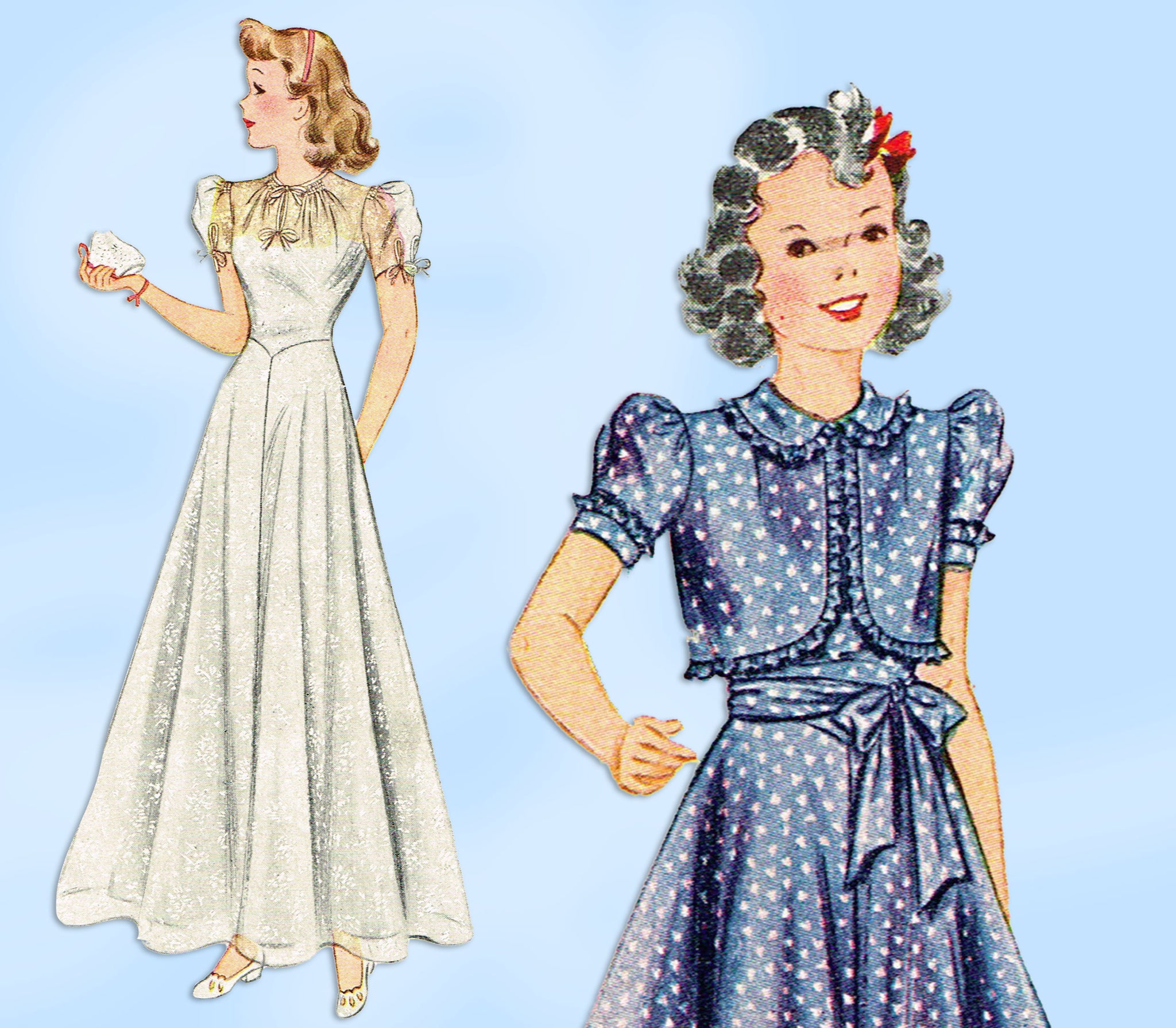 1940s Vintage Simplicity Sewing Pattern 3370 Uncut Girls Gown Sz 12 –  Vintage4me2