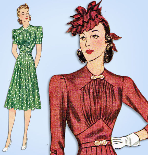 1940s Vintage Simplicity Sewing Pattern 3374 WWII Misses Afternoon Dress Sz 36B from Vintage4me2