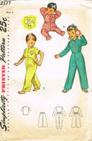 1950s Vintage Simplicity Sewing Pattern 3377 Toddler's Two Piece Pajamas Size 4 -Vintage4me2