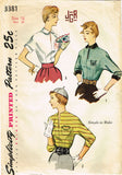 1950s Vintage Simplicity Sewing Pattern 3381 Easy Misses Monogram Blouse Sz 34 B - Vintage4me2