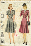 Simplicity 3382: 1940s Uncut Misses WWII Dress Sz 32 B Vintage Sewing Pattern - Vintage4me2