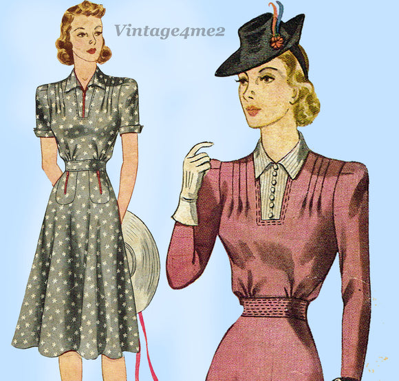 Simplicity 3382: 1940s Uncut Misses WWII Dress Sz 32 B Vintage Sewing Pattern - Vintage4me2