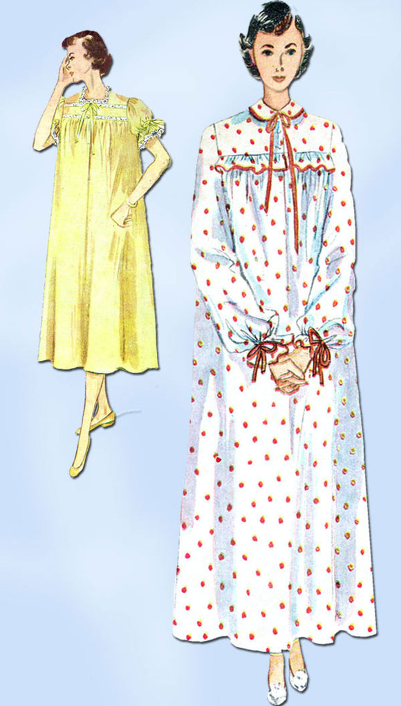 1950s Vintage Misses' Nightgown Uncut 1950 Simplicity Sewing Pattern 3388 Sz 18