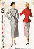 1950s Original Vintage Simplicity Pattern 3338 Uncut Misses Tailored Suit Sz 30B