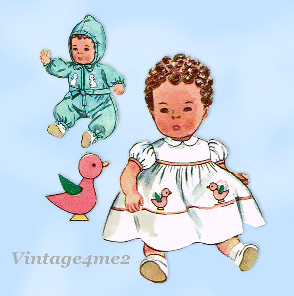 1950s Vintage Simplicity Sewing Pattern 3406 Cute 12in Baby Doll Clothes ORIG