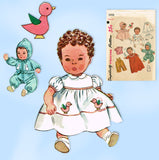 1950s Vintage Simplicity Sewing Pattern 3406 Cute 12in Baby Doll Clothes ORIG