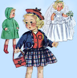 1950s Vintage Simplicity Sewing Pattern 3407 20 Inch Bridal Doll Clothes Set vintage4me2