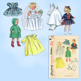 1950s Vintage Simplicity Sewing Pattern 3407 20 Inch Bridal Doll Clothes Set