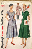 1950s Vintage Simplicity Sewing Pattern 3423 Uncut Plus Size House Dress Sz 42 B