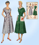 1950s Vintage Simplicity Sewing Pattern 3423 Uncut Plus Size House Dress Sz 42 B